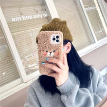 Load image into Gallery viewer, Cute Brown Bear Plush Phone Case For Iphone 14 11 12 13 Pro Max 7 8 X XS Max XR SE2 Autumn And Winter Shockproof Full Case Cover Cute Bear Animal Winter Warm Plush Fabric Phone Case
