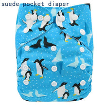 Load image into Gallery viewer, Newborn Cloth Diaper Sewed in Charcoal Bamboo Insert and Suede Pocket Diapers Waterproof Baby Nappies Design for Baby
