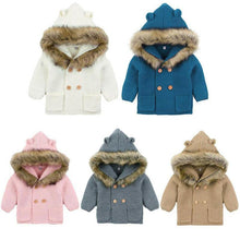 Load image into Gallery viewer, Warm Winter Luxury Newborn Baby Boy Girl Knitted Buttons Hooded Jacket Coat In Modern Design
