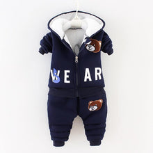 Load image into Gallery viewer, Modern Fashion Cotton Thick Warm Casual Hooded Sweater Cartoon Cute Bear Three-piece Suit For Baby Boy &amp; Girl
