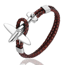 Load image into Gallery viewer, Stainless Steel Gold Aviation Airplane Anchor Bracelets For Men and Women In Retro Leather Bracelet Air Force Style Homme Jewelry Style
