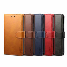 Load image into Gallery viewer, Luxury Red Leather Magnetic Flip Case For Iphone 14 12 13 11 11 Pro Max Xr Xs Max X  Wallet Cover For iphone Leather Wallet Case Card Slots Kickstand Magnetic Buckle Flip Phone Cover
