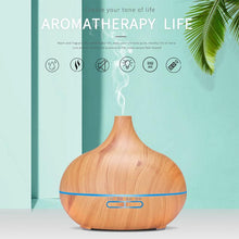 Load image into Gallery viewer, 550ml Aromatherapy Essential Oil Diffuser Wood Grain Remote Control Ultrasonic Air Humidifier Cool Mister with 7 Color LED Light Baby Bedroom, Waterless Auto Shut-Off, 7 Colors Lights Changing
