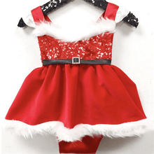 Load image into Gallery viewer, Baby Girls Christmas Romper Dress Fly Sleeve Sequins Romper Dress for Kids Toddler Girls Dresses For Girl In Elegant Christmas Style
