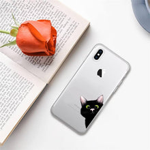 Load image into Gallery viewer, Cute black cat Phone Case for iphone 13 11 12 pro XS MAX 8 7 6 6S Plus X 5S SE 2020 XR case  Cute Cat Slim Fit Glossy Stylish Cover Soft Shockproof Phone Case
