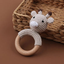 Load image into Gallery viewer, BPA Free Baby Wooden Teether Crochet Rattle Toy for Newborns
