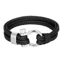 Load image into Gallery viewer, New Fashion Stainless Steel Bracelet Men Punk Genuine Leather Bracelets &amp; Bangles Charm Jewelry Anchor Style
