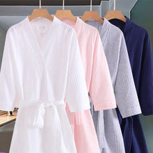 Load image into Gallery viewer, Waffle Lovers Robe Kimono Bath Gown Nightgown Women&#39;s Sexy Nightgown Soft Home Dressing Gown Intimate Lingerie Loose Homewear
