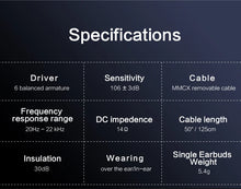 Load image into Gallery viewer, AUDIOSENSE DT600 HiFi Stereo 6BA IEMs with Detachable MMCX Cable 3D Printing Resin Shell Away from Bustle Immersed in Music
