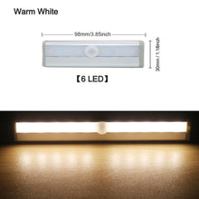 Load image into Gallery viewer, STEVVEX 6/10 LEDs PIR  with Motion Sensor Light for Cupboard, Wardrobe, Bed Lamp LED Under Cabinet Night Light For Closet Stairs Kitchen and multifunctional
