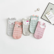 Load image into Gallery viewer, 5 Pairs Thin Combed Cotton Cute Animal Baby Socks Mesh Short Socks For Newborns Boys &amp; Girls
