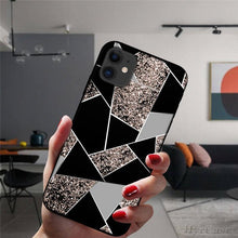 Load image into Gallery viewer, Unique Abstract Ultra Thin Sparkle Soft Silicone Case For iPhone XS Max 8 7 Plus X XR 6 6S 5S Mini Black Phone Case Marble Geometric Art Soft Silicone Cover
