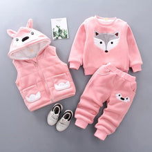 Load image into Gallery viewer, Modern Fashion Cotton Thick Warm Casual Hooded Sweater Cartoon Cute Bear Three-piece Suit For Baby Boy &amp; Girl
