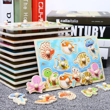 Load image into Gallery viewer, New Hand Grab Board Wooden Puzzle Toys for Children Cartoon Animal Fruit  Kids Baby Early Educational Learning Toy
