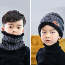 Load image into Gallery viewer, Knitted Baby Hats  Cap and Scarf Turban Beanie Cotton Warm Wool Fur Caps Soft Hat For Childern Girl And Boys
