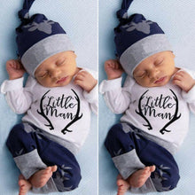 Load image into Gallery viewer, Newborn Baby Boy Clothes Costume Little Man Romper+Deer Leggings+Hat Warm Outfit Baby Boy Infant Clothes In elegant Modern Design
