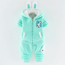 Load image into Gallery viewer, Modern Fashion Cotton Thick Warm Casual Hooded Sweater Cartoon Cute Bear Three-piece Suit For Baby Boy &amp; Girl
