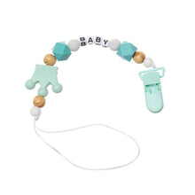 Load image into Gallery viewer, Handmade Shiny Pacifier Clip Chain Infant Nipple Holder Wooden Beaded Crystal Nipple Leash Strap Metal Pacifier Clips For Baby
