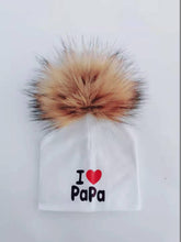 Load image into Gallery viewer, Newborn Cotton Hats Baby Pom Pom Childre Infant Hats For BabY Boys and Girls Wth Printed "I love mama " and " Design
