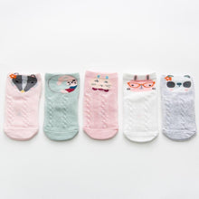 Load image into Gallery viewer, 5 Pairs Thin Combed Cotton Cute Animal Baby Socks Mesh Short Socks For Newborns Boys &amp; Girls
