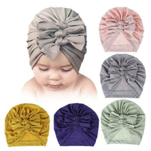 Load image into Gallery viewer, Modern Handamde Toddler Baby Boys&amp; Girls Turban Head Wrap Beanie Cotton Hat Solid Cap Headband For Kids
