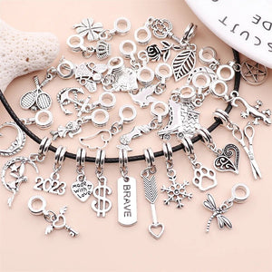 30Pcs/Set Mixed Silver Plated Brave Dream Charm Dangles for Women's Pendant Necklace Bracelet DIY Jewelry Making Supplies Gift