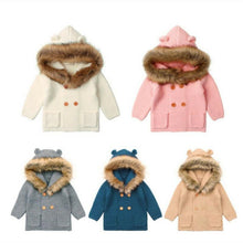 Load image into Gallery viewer, Warm Winter Luxury Newborn Baby Boy Girl Knitted Buttons Hooded Jacket Coat In Modern Design
