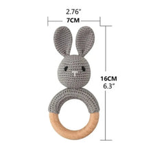 Load image into Gallery viewer, BPA Free Baby Wooden Teether Crochet Rattle Toy for Newborns
