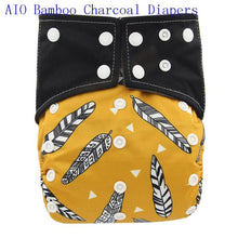 Load image into Gallery viewer, Newborn Cloth Diaper Sewed in Charcoal Bamboo Insert and Suede Pocket Diapers Waterproof Baby Nappies Design for Baby
