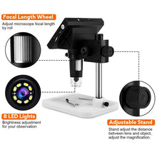 Load image into Gallery viewer, 4.3&quot;LCD Display USB Digital Electronic Microscope Endoscope Record 1000X 2 Megapixels with 8 LED Stand for Repair Soldering
