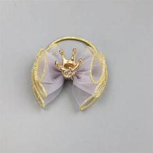 Load image into Gallery viewer, Luxury Modern Pearl Handmade Baby Girls Bowknot Crown Headband Lace Elastic Hair Band Bow For Girls Baby
