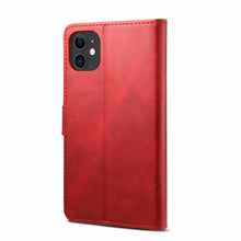 Load image into Gallery viewer, Luxury Red Leather Magnetic Flip Case For Iphone 14 12 13 11 11 Pro Max Xr Xs Max X  Wallet Cover For iphone Leather Wallet Case Card Slots Kickstand Magnetic Buckle Flip Phone Cover
