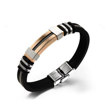 Load image into Gallery viewer, Stainless Steel Silicone Bracelet Men Jewelry Wrist Band Punk Style  Men Rubber Charm Brecelet
