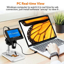 Load image into Gallery viewer, 4.3&quot;LCD Display USB Digital Electronic Microscope Endoscope Record 1000X 2 Megapixels with 8 LED Stand for Repair Soldering
