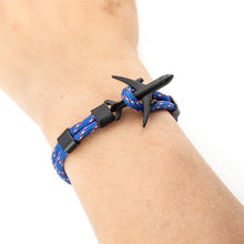 Load image into Gallery viewer, Elegant Modern Fashion Black Anchor Luxury Bracelets For Men And Women Charm Rope Chain Couple Bracelet Metal Airplane Leather Hooks Homme Jewelry

