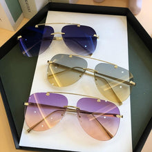 Load image into Gallery viewer, Metal Rimless Sunglasses for Men and Woman  Mirror Fashion  Trendy Pilot  Sun Glasses UV Protector Gradient Eyewear
