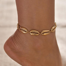 Load image into Gallery viewer, Gold Metal Shell Coconut Tree Female Anklets Barefoot Sandals Foot Summer Double Layers  Foot  Bracelets Leg Jewelry
