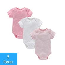 Load image into Gallery viewer, 3PCS Baby Bodysuit Set (0–12M) – Soft Cotton Solid Color Summer Rompers for Boys &amp; Girls
