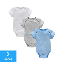 Load image into Gallery viewer, 3PCS Baby Bodysuit Set (0–12M) – Soft Cotton Solid Color Summer Rompers for Boys &amp; Girls
