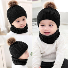Load image into Gallery viewer, Trend New Toddler Hat Baby Girls and Boys Winter Warm Knitted Wool Hemming Hat Beanie Cap and Warm Scarf
