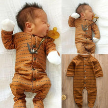 Load image into Gallery viewer, Newborn Infant Baby Girl and  Boy Long Sleeve Romper Wrap Foot Jumpsuit For Baby In Brown Design
