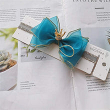 Load image into Gallery viewer, Luxury Modern Pearl Handmade Baby Girls Bowknot Crown Headband Lace Elastic Hair Band Bow For Girls Baby
