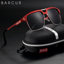 Load image into Gallery viewer, BARCUR Polarized Men’s Sunglasses – Fashionable Square Stainless Steel Frame UV400 Protection Anti-Reflective Outdoor Sports &amp; Driving Eyewear – Original Design Casual Style with Premium Polycarbonate Lenses
