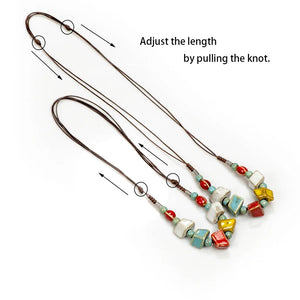 Miredo jewelry wholesale ceramic retro style necklaces women's pendant artware rope chain boondoggle free shipping  #1119