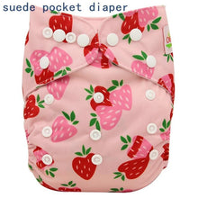 Load image into Gallery viewer, Newborn Cloth Diaper Sewed in Charcoal Bamboo Insert and Suede Pocket Diapers Waterproof Baby Nappies Design for Baby
