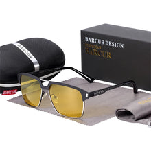 Load image into Gallery viewer, BARCUR Polarized Men’s Sunglasses – Fashionable Square Stainless Steel Frame UV400 Protection Anti-Reflective Outdoor Sports &amp; Driving Eyewear – Original Design Casual Style with Premium Polycarbonate Lenses

