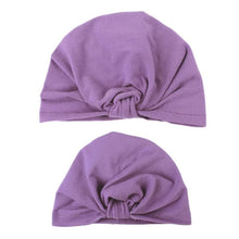 Load image into Gallery viewer, Modern Mom&amp;Baby Turban Mother Baby Hat Headbands Mom Daughter Bow Knot Caps Print Solid Parent-Child Hair Accessories
