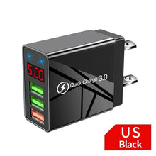 Load image into Gallery viewer, Modern Black White Quick Charge 3.0 USB Charger 5V 3A Digital Display Fast Charging Wall Phone Charger
