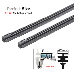 2pcs/lot Car rubber Vehicle Insert strips Wiper Blade blades (Refill) 6mm/8mm 14"16"22"24"26" car accessories Soft Refills