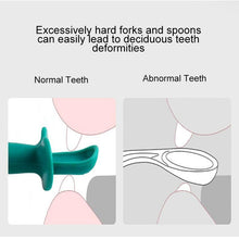 Load image into Gallery viewer, New Baby Feeding Spoon Fork Set Short Easy  Cartoon Dinosaur Soft Silicone  Teether Toys Non-hurt Training Tableware
